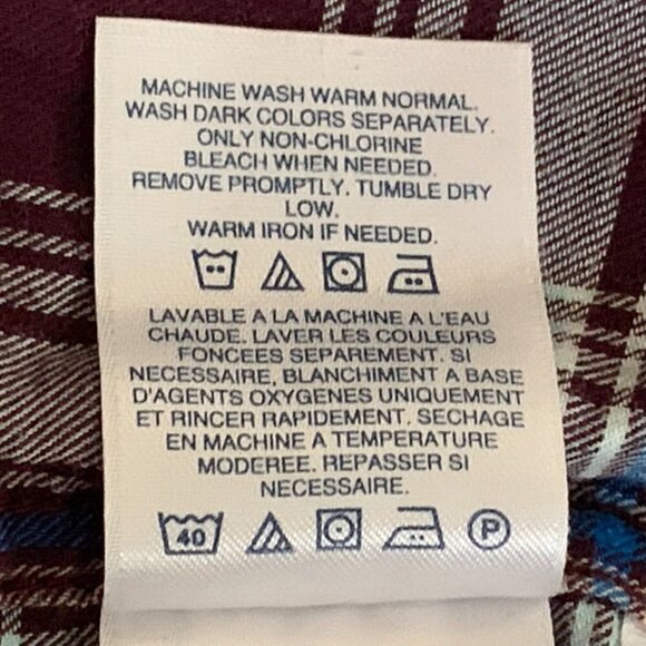 Lands' End Wm Plaid Cotton Flannel Pintuck Button Blouse Sz 6 Roll Tab 210H - Picture 9 of 9